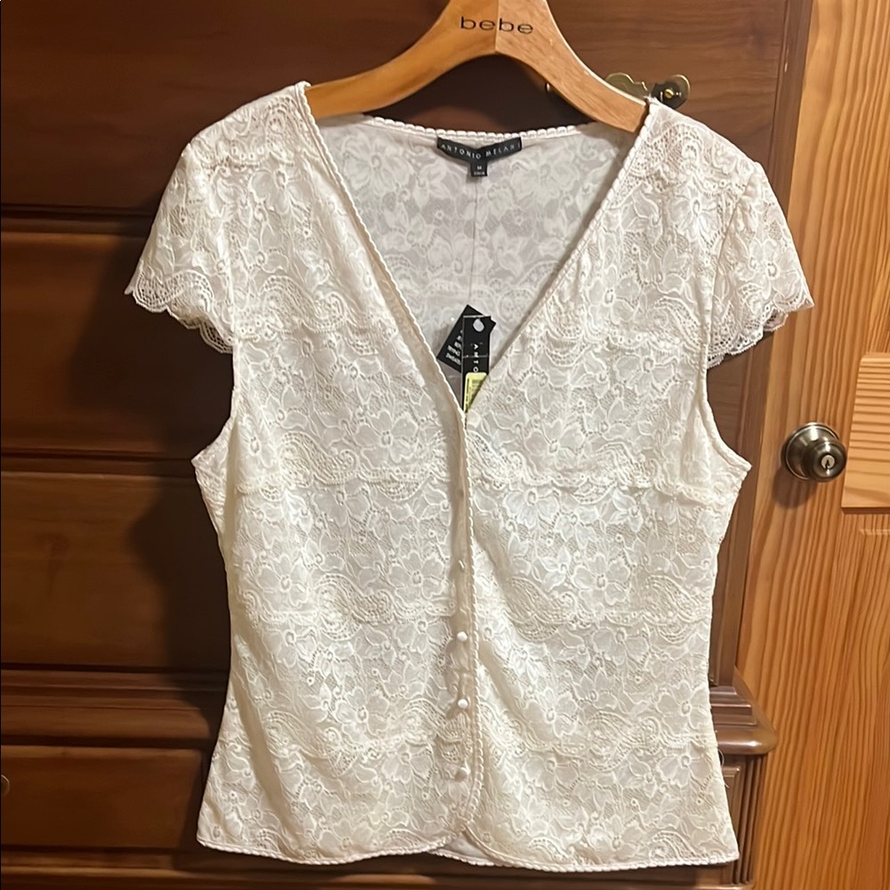 ANTONIO MELANI White Fitted Blouse with Buttoned Front